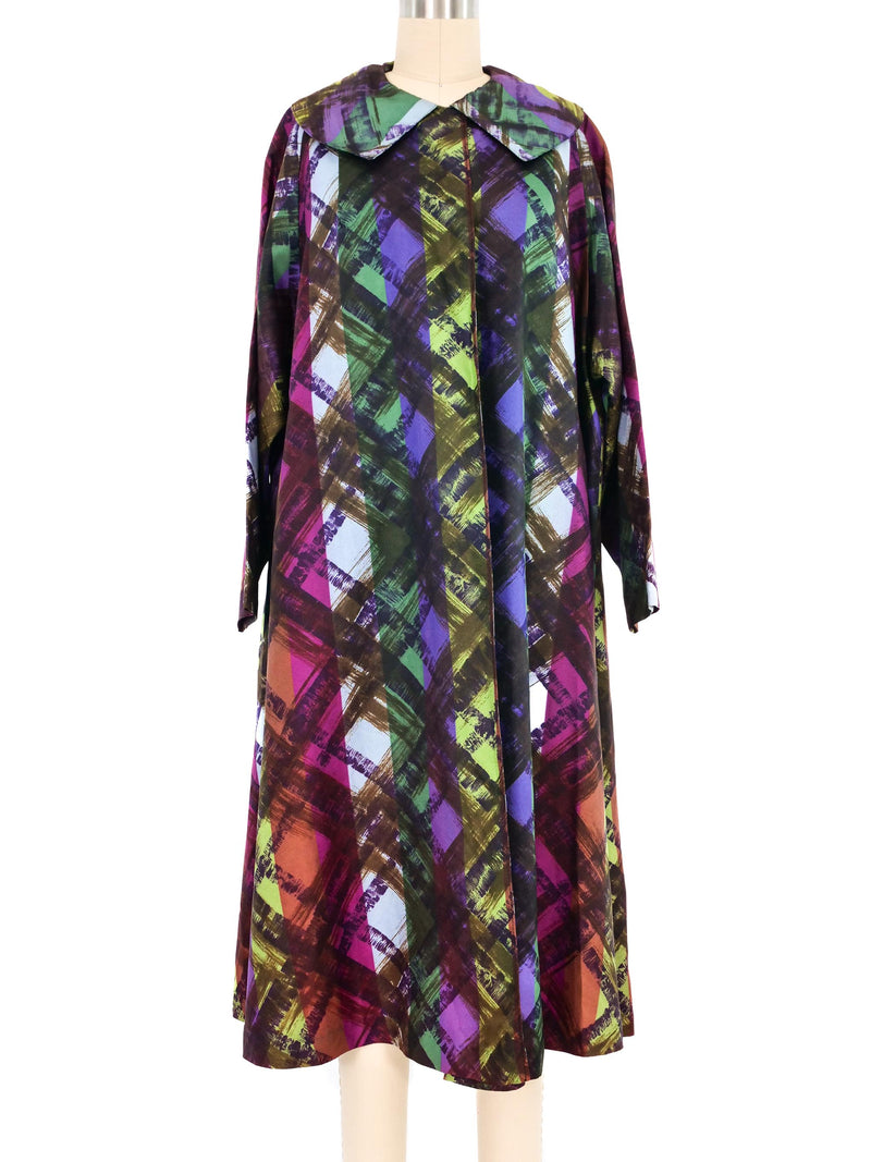 1960s Brushstroke Plaid Nylon Swing Coat Jacket arcadeshops.com