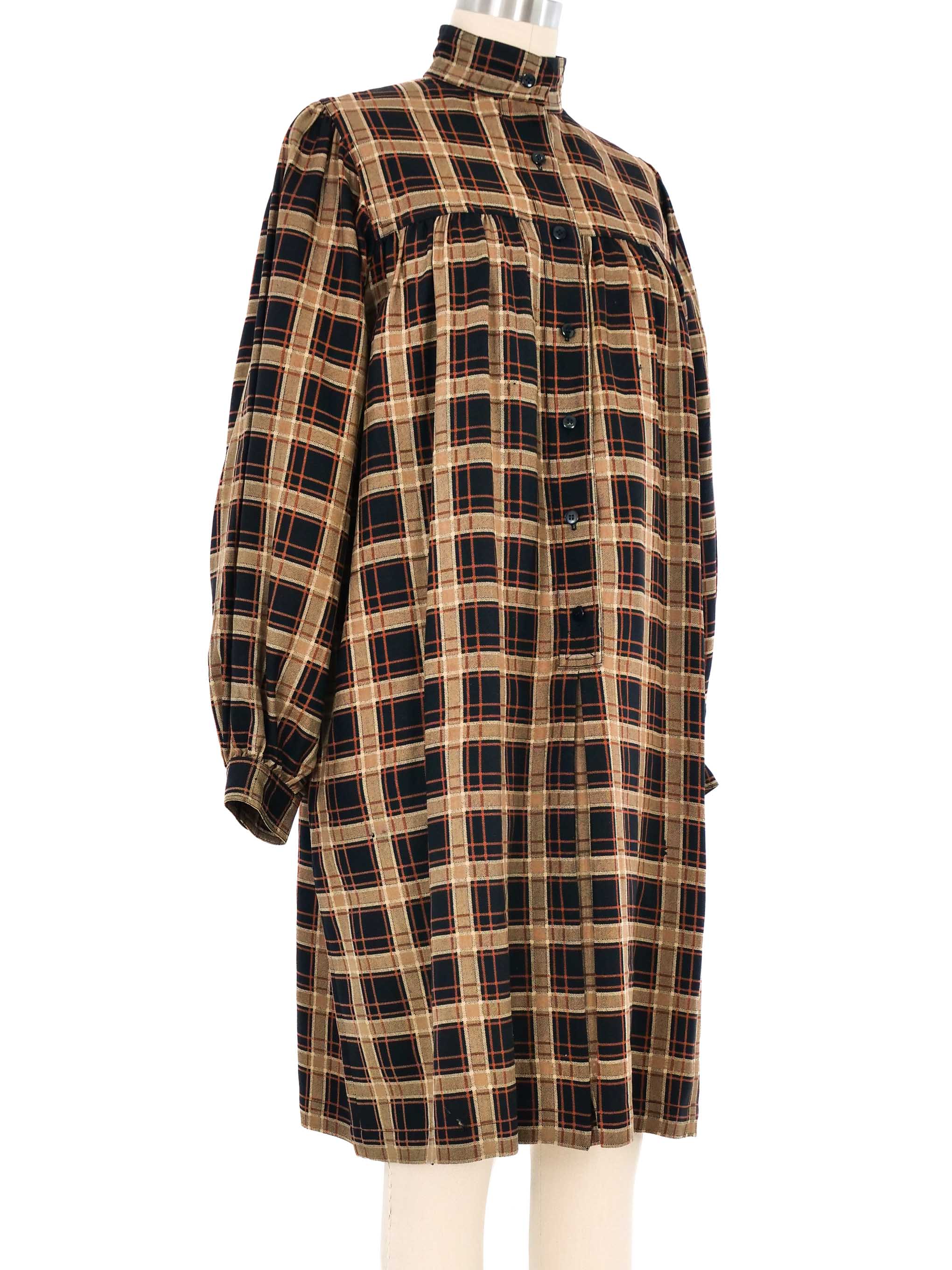 Yves Saint Laurent Plaid Smock Dress