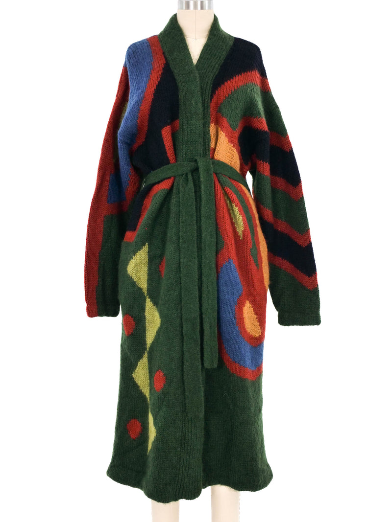 Geometric Knit Maxi Cardigan Jacket arcadeshops.com