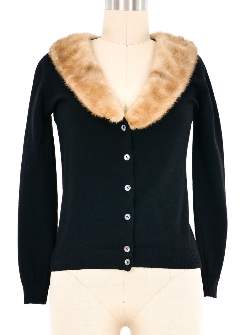 Blumarine Mink Fur Collar Cardigan Jacket arcadeshops.com