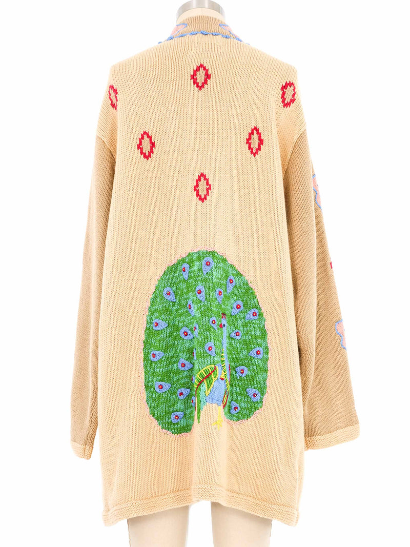 1990s Embroidered Peacock Cardigan Jacket arcadeshops.com