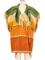 Jean Charles de Castelbajac Fringe Trim Blanket Vest Jacket arcadeshops.com