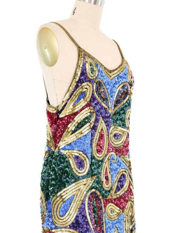 Beaded Silk Fringed Mini Dress Dress arcadeshops.com