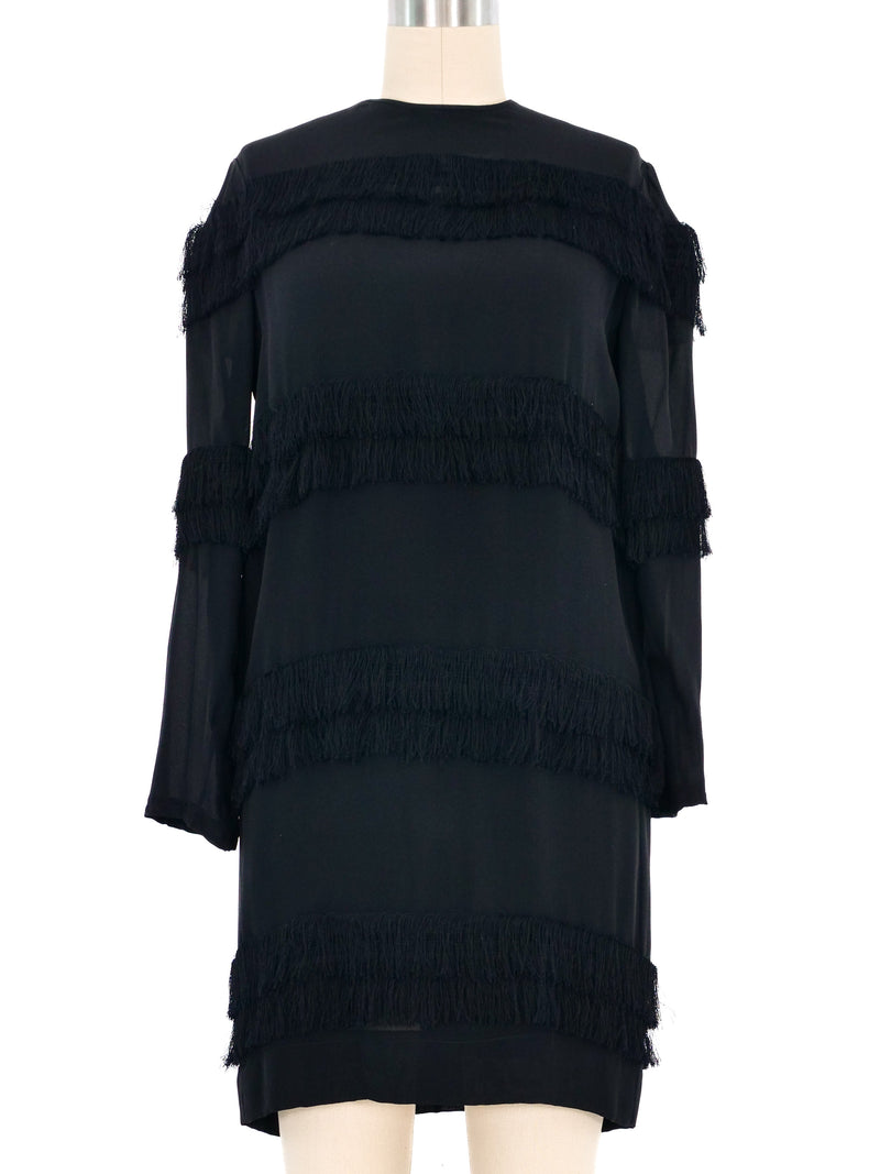 Chloe Fringe Chiffon Shift Dress Dress arcadeshops.com