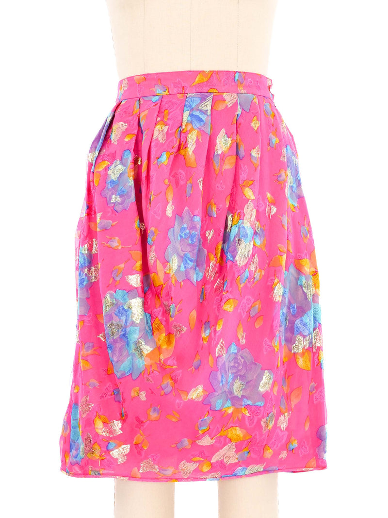 Ungaro Pink Chiffon Floral Wrap Top Ensemble Suit arcadeshops.com