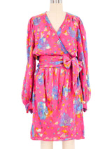 Ungaro Pink Chiffon Floral Wrap Top Ensemble Suit arcadeshops.com