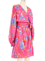 Ungaro Pink Chiffon Floral Wrap Top Ensemble Suit arcadeshops.com