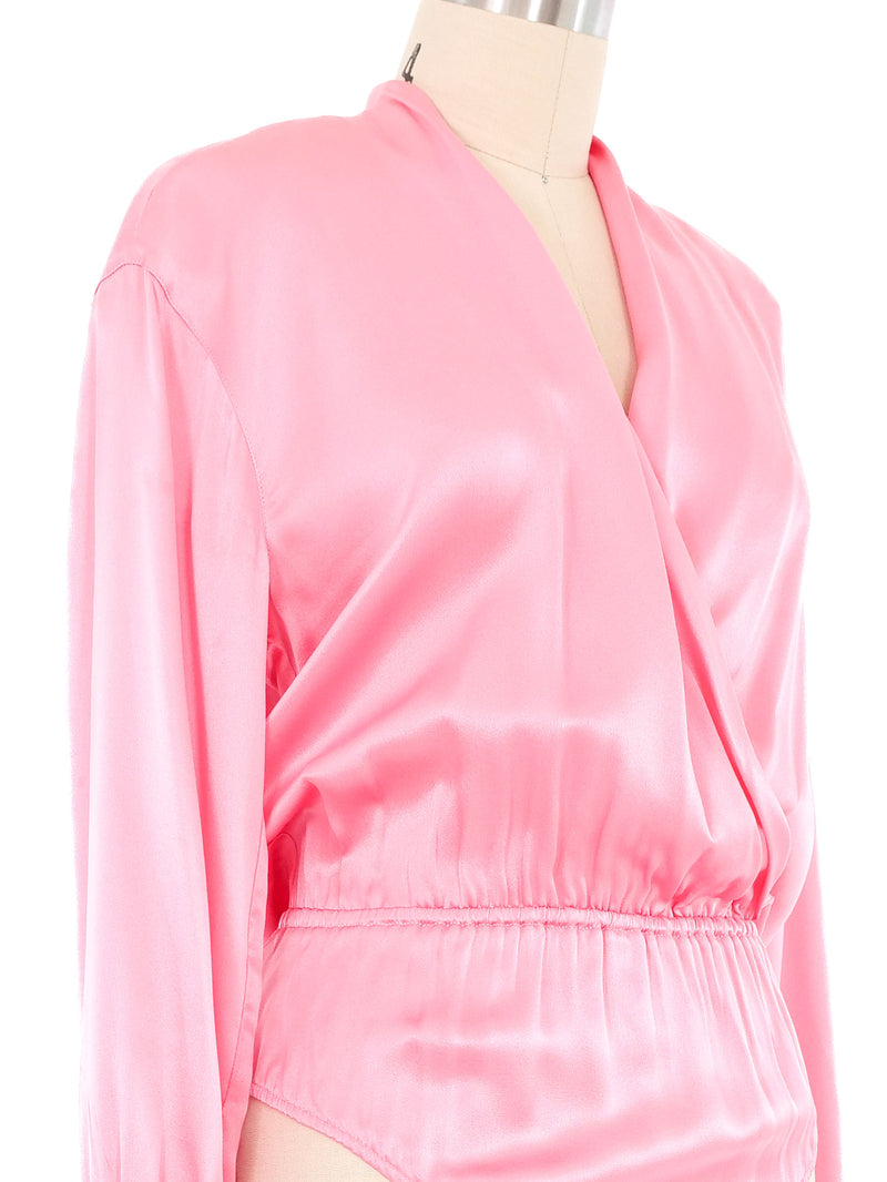 Escada Pink Surplice Bodysuit Top arcadeshops.com