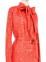 1990s Celine Red Lurex Brocade Dress Dress arcadeshops.com