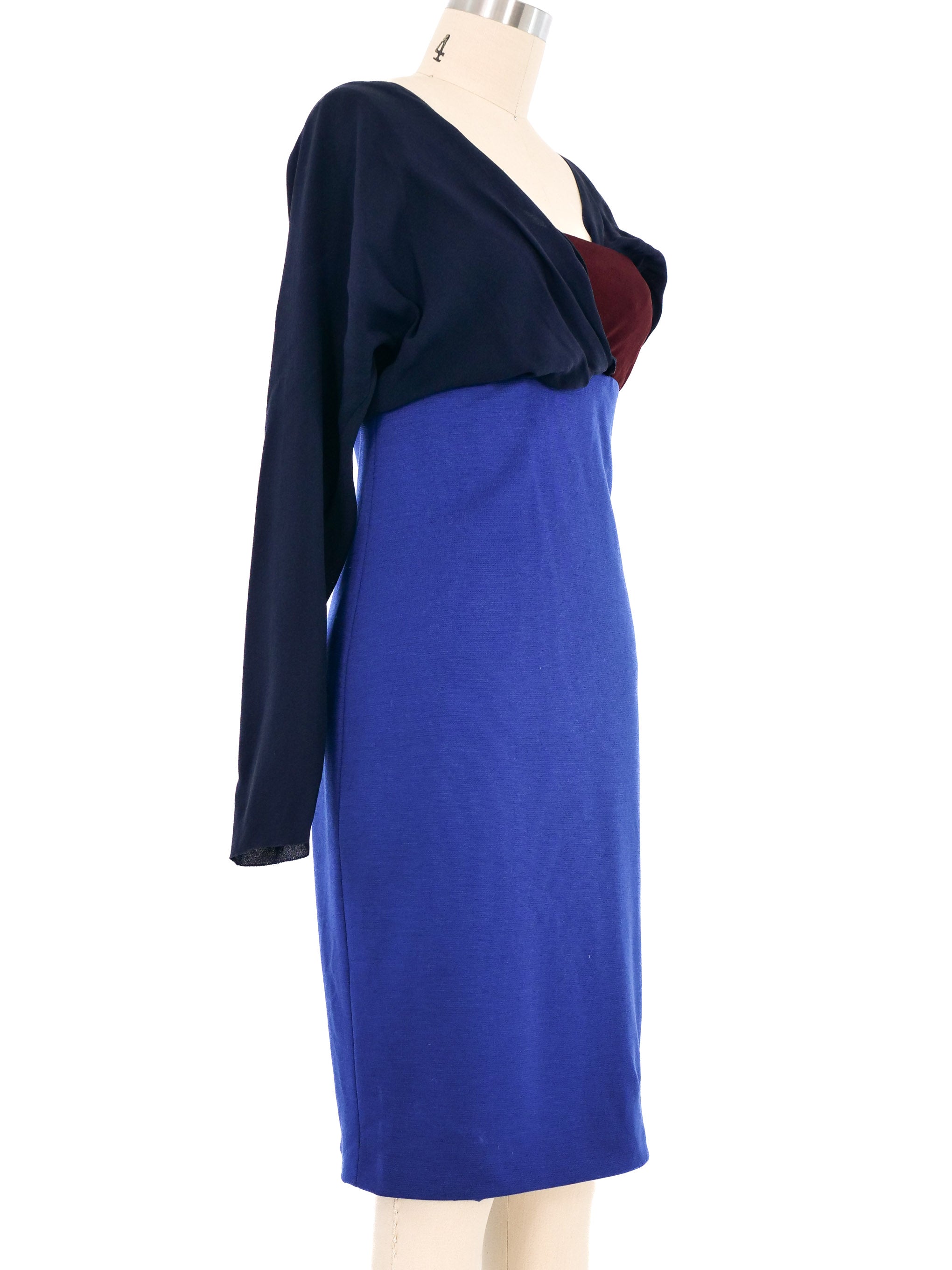 1997 Gianni Versace Navy Colorblock Cocktail Dress