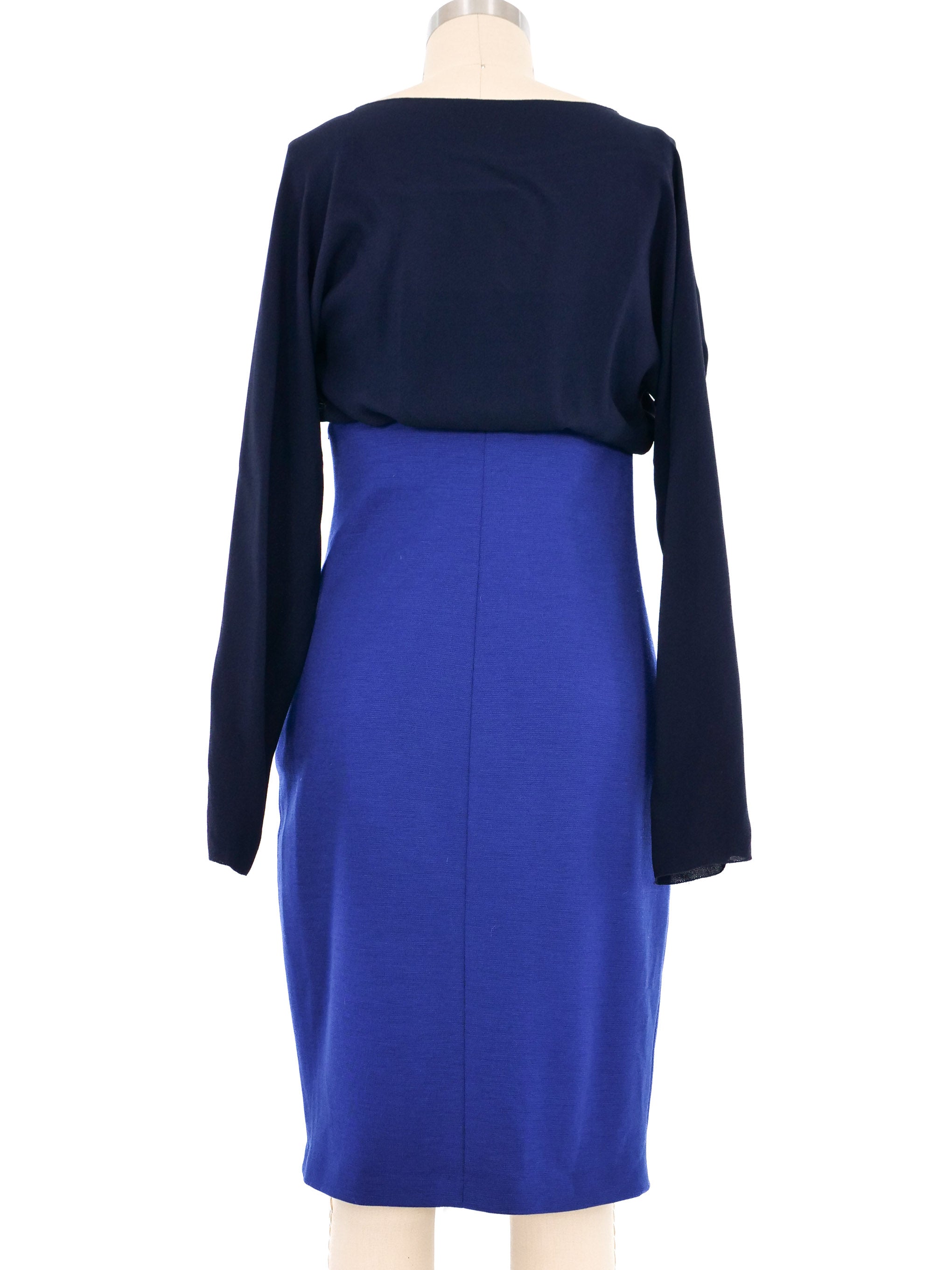 1997 Gianni Versace Navy Colorblock Cocktail Dress