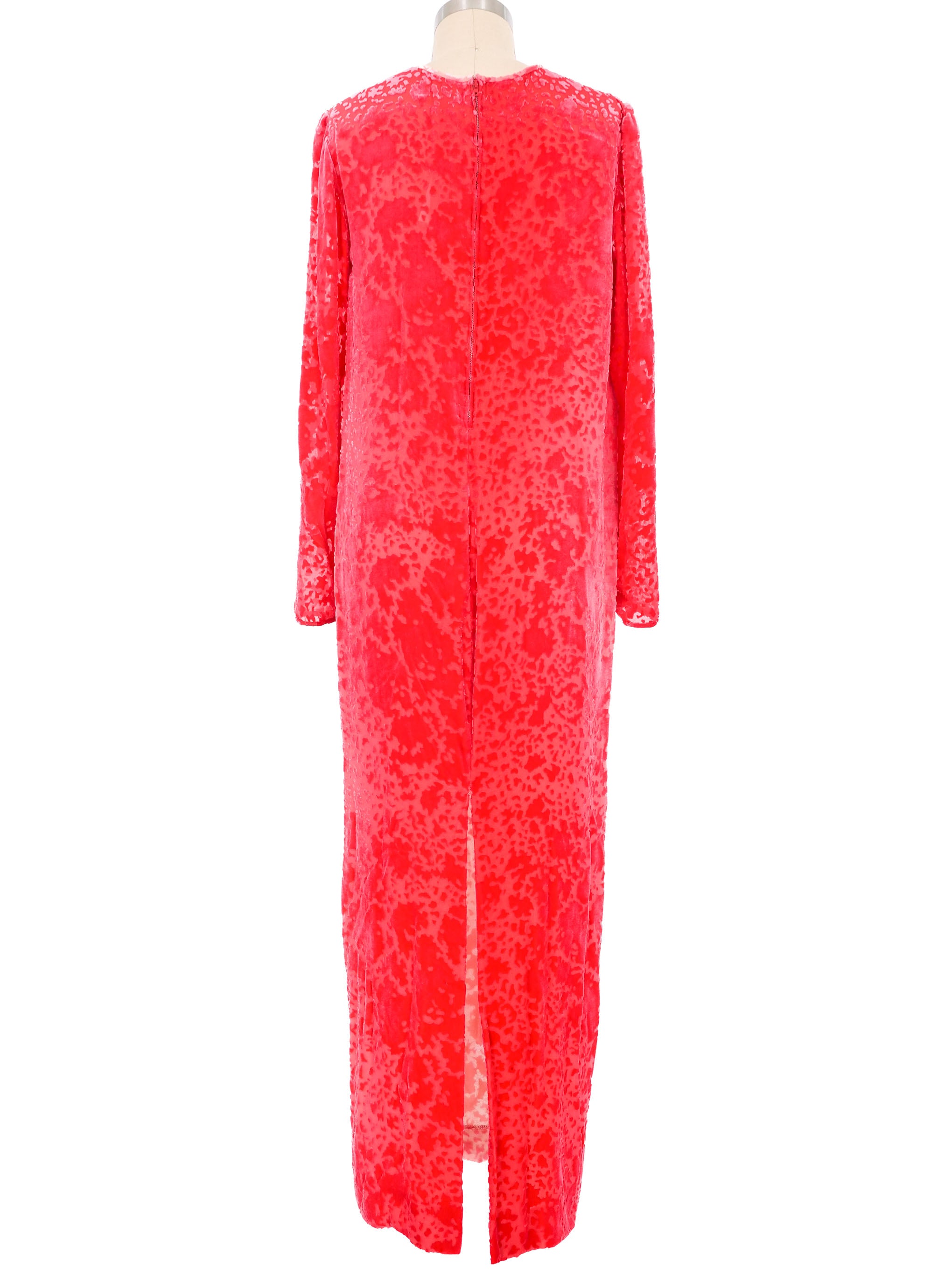1960s Galanos Pink Crushed Velvet Burnout Dress