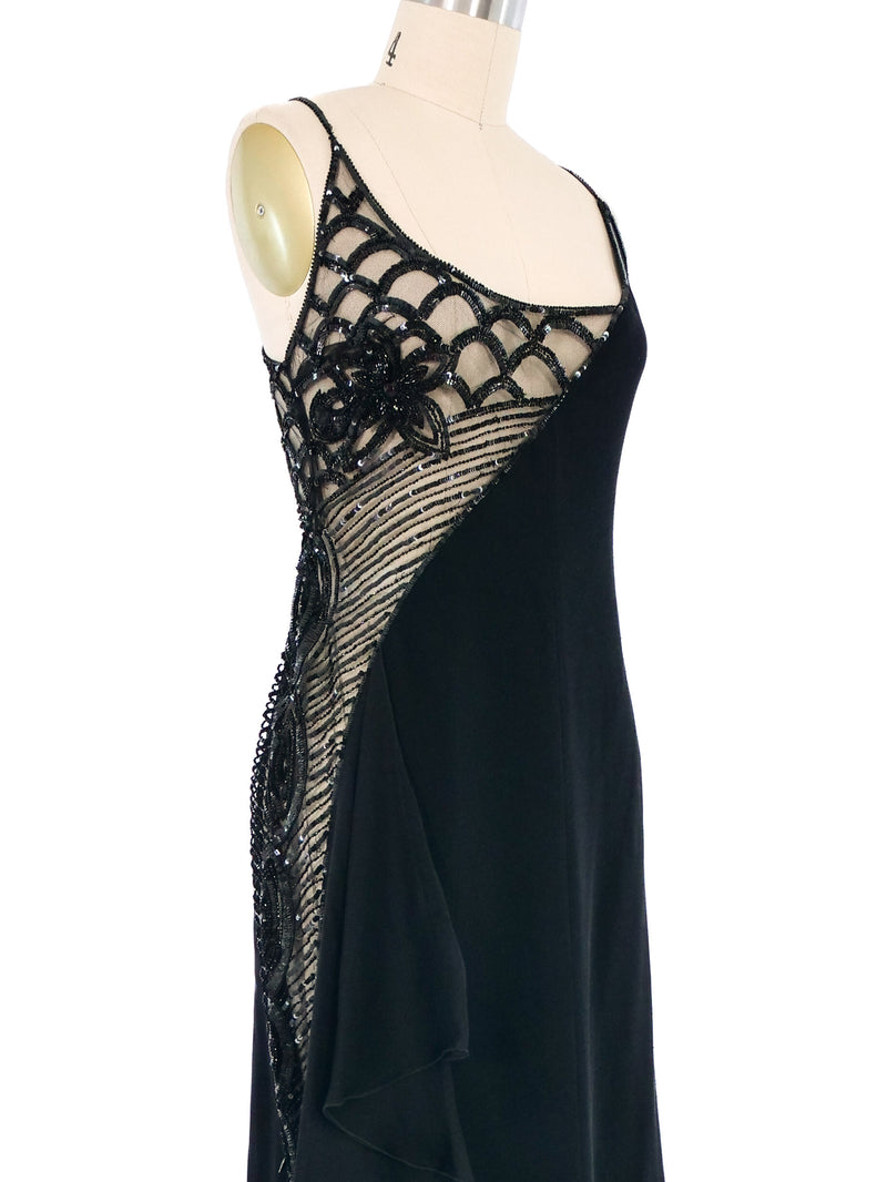 Valentino Sheer Panel Embellished Slip Dress Dress arcadeshops.com