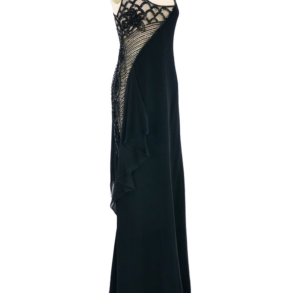 Valentino Sheer Panel Embellished Slip Dress