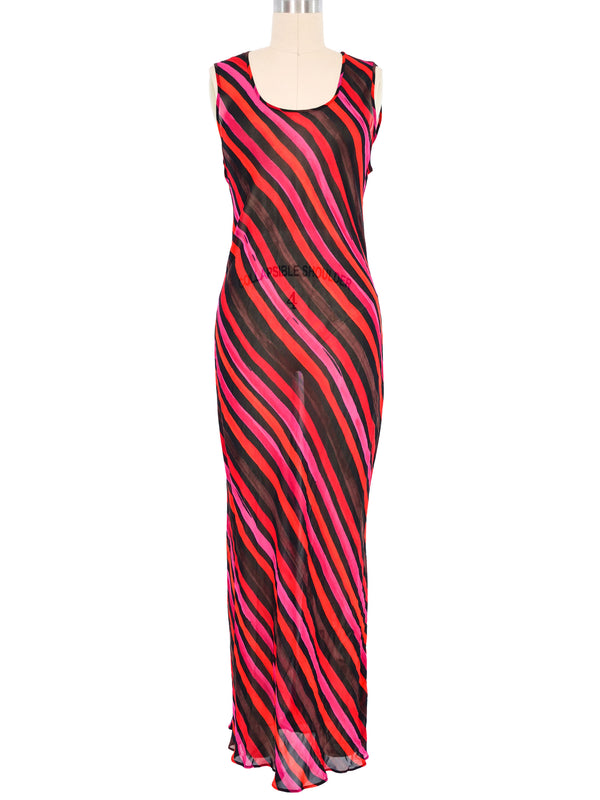 Sonia Rykiel Sheer Striped Maxi Dress Dress arcadeshops.com
