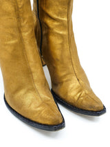 Todd Oldham Metallic Gold Heeled Boots, 6 Accessory arcadeshops.com