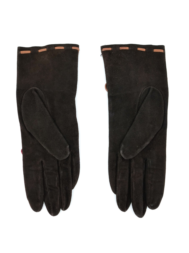 Moschino Suede Heart Accent Gloves Accessory arcadeshops.com