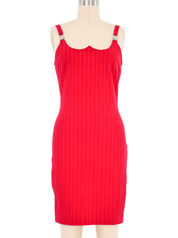 Versace Jeans Couture Red Striped Bodycon Dress Dress arcadeshops.com