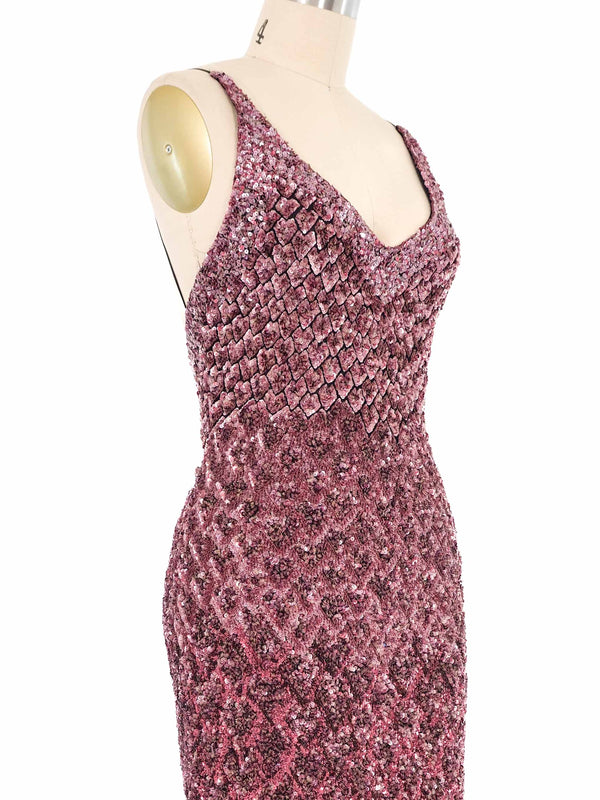 Badgley Mischka Mauve Sequin Mini Dress Dress arcadeshops.com
