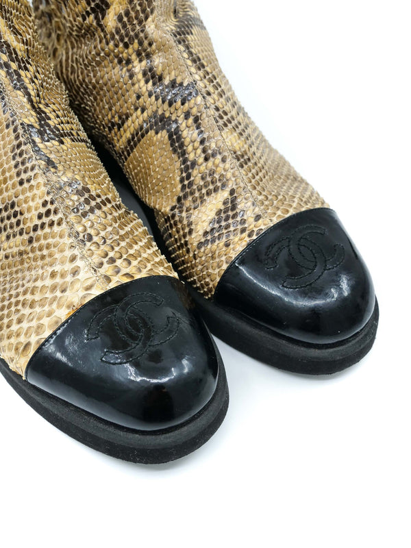 1996 Chanel Python Cap Toe Boots, 8 Accessory arcadeshops.com