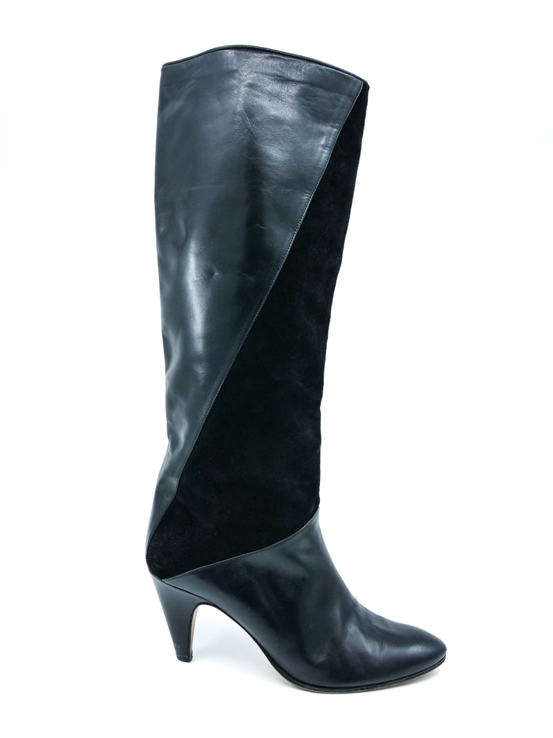 Suede Paneled Knee High Leather Boots, 7 Accessory arcadeshops.com