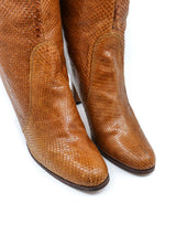Cognac Knee High Heeled Snakeskin Boots, 6 Accessory arcadeshops.com