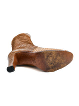 Cognac Knee High Heeled Snakeskin Boots, 6 Accessory arcadeshops.com