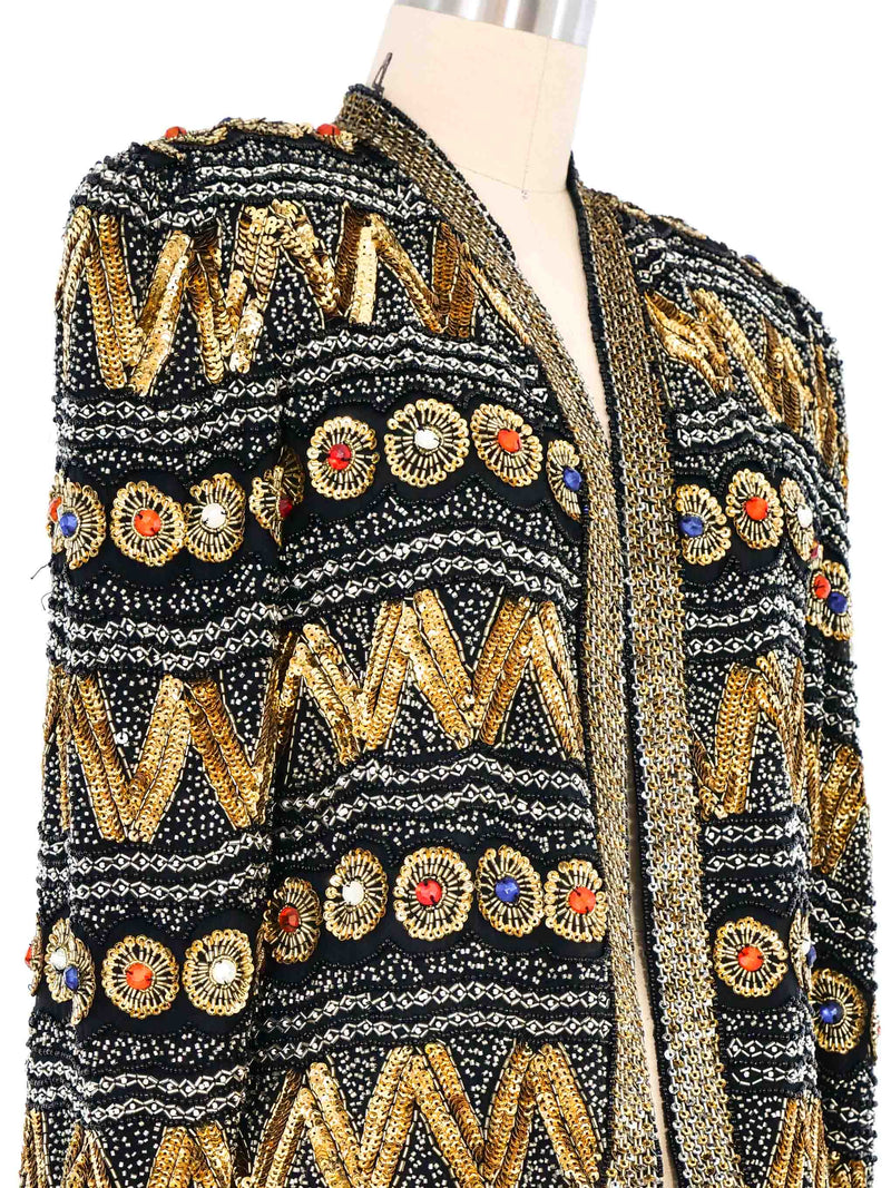 1980s Sequin Embellished Silk Jacket Jacket arcadeshops.com