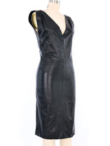 Gianni Versace V Neck Leather Dress Dress arcadeshops.com