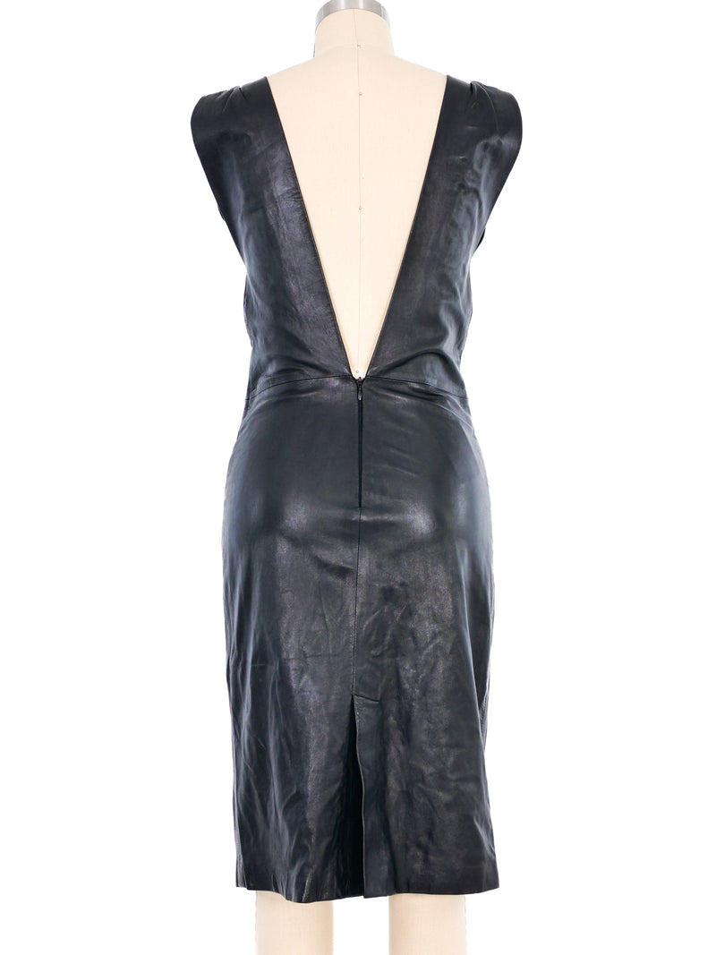 Gianni Versace V Neck Leather Dress Dress arcadeshops.com