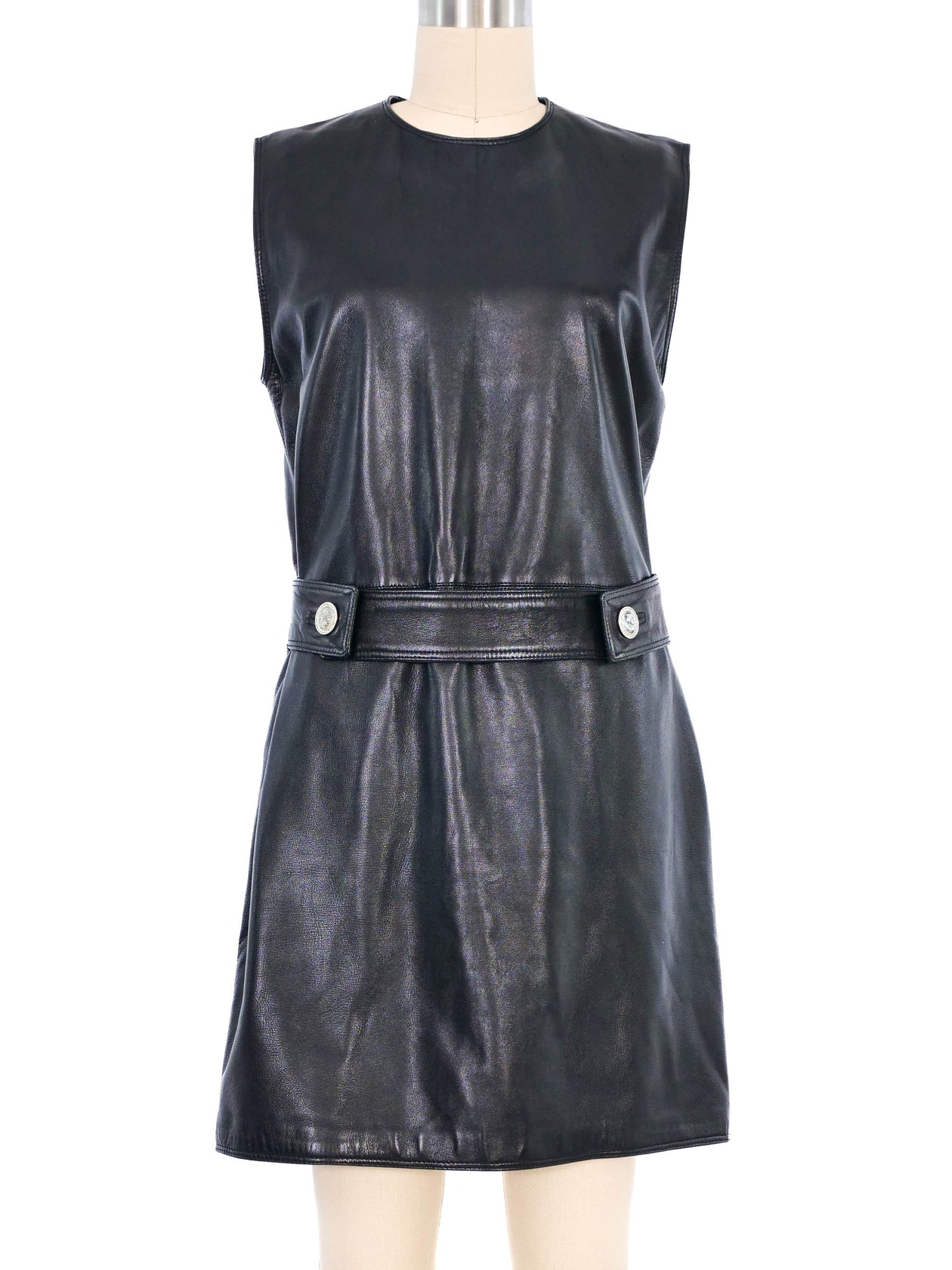 Versace Belted Leather Shift Dress Versace Belted Leather Shift Dress