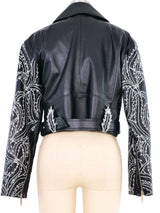 Jitrois Embroidered Leather Motorcycle Jacket Jacket arcadeshops.com
