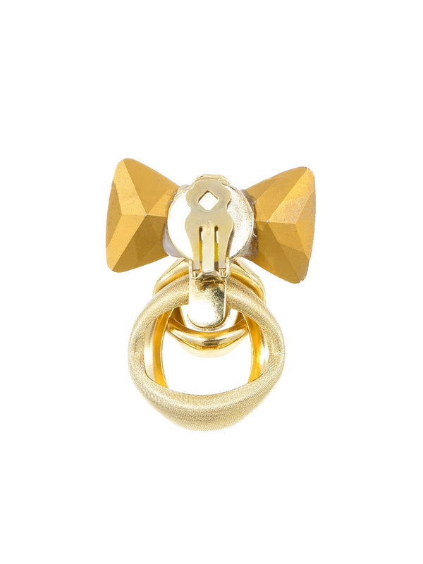 Goldtone Crystal Bow Earrings Accessory arcadeshops.com