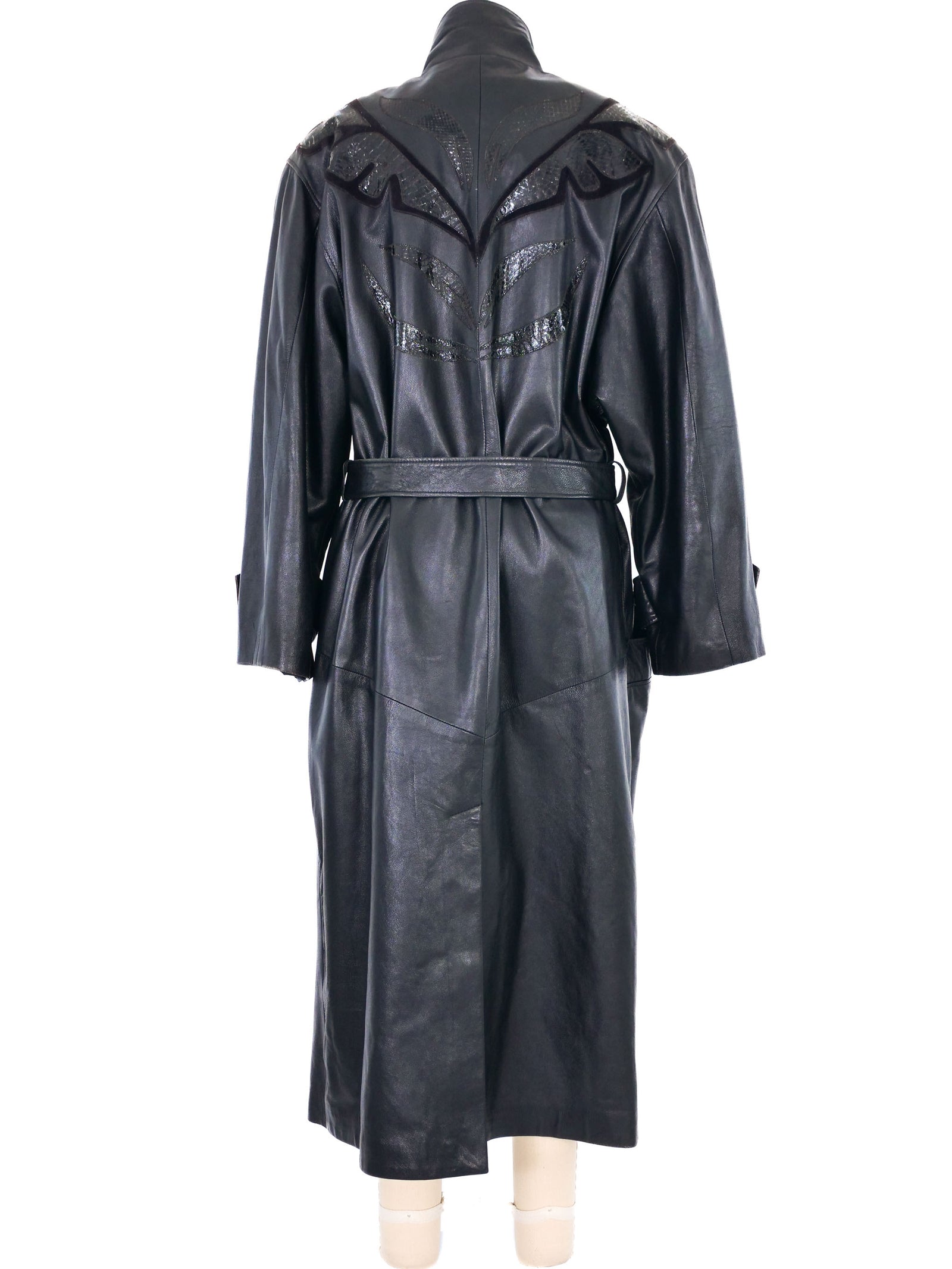 1980s Leather Applique Trench Coat