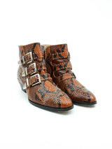 Chloe Susanna Studded Snakeskin Ankle Boots, 36.5 Accessory arcadeshops.com