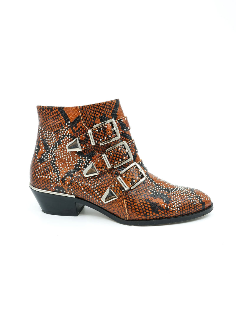 Chloe Susanna Studded Snakeskin Ankle Boots, 36.5 Accessory arcadeshops.com