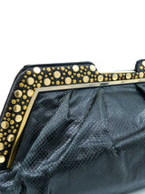 Judith Leiber Studded Convertible Snakeskin Clutch Accessory arcadeshops.com