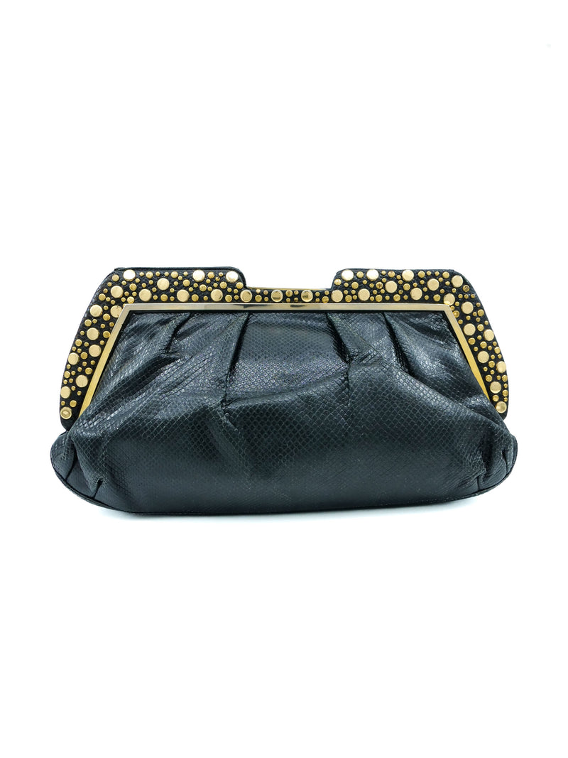 Judith Leiber Studded Convertible Snakeskin Clutch Accessory arcadeshops.com