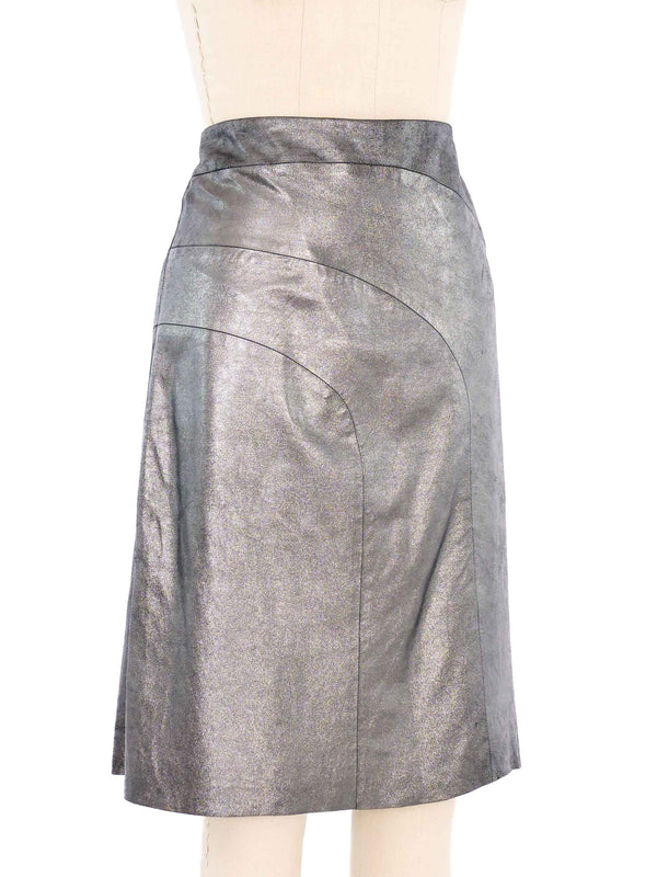 Plein Sud Metallic Leather Skirt Bottom arcadeshops.com