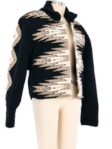 Bead Accented Cropped Tapestry Coat Jacket arcadeshops.com