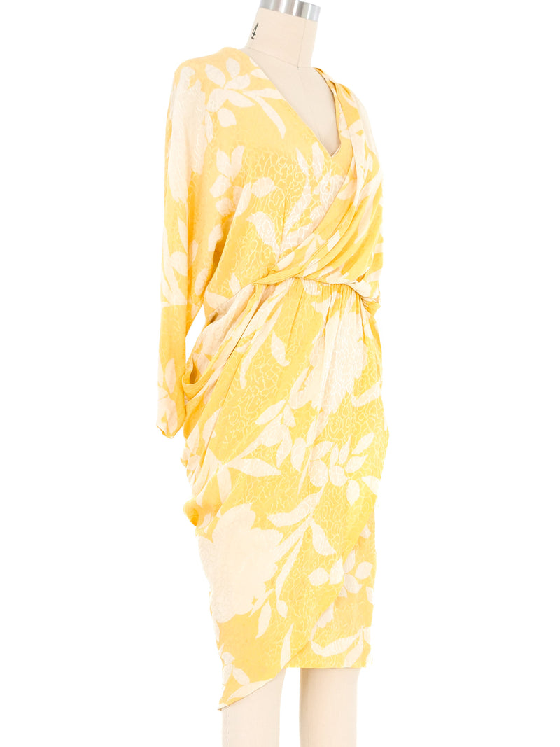 Pierre Cardin Draped Jacquard Silk Dress Dress arcadeshops.com