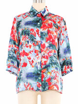 Erdem Watercolor Print Silk Blouse Top arcadeshops.com