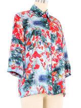 Erdem Watercolor Print Silk Blouse Top arcadeshops.com