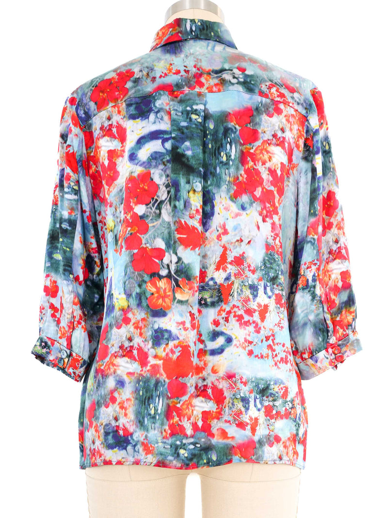 Erdem Watercolor Print Silk Blouse Top arcadeshops.com