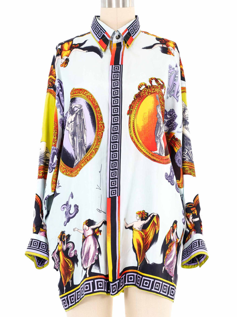 1993 Versace Sculpture Silk Blouse Top arcadeshops.com