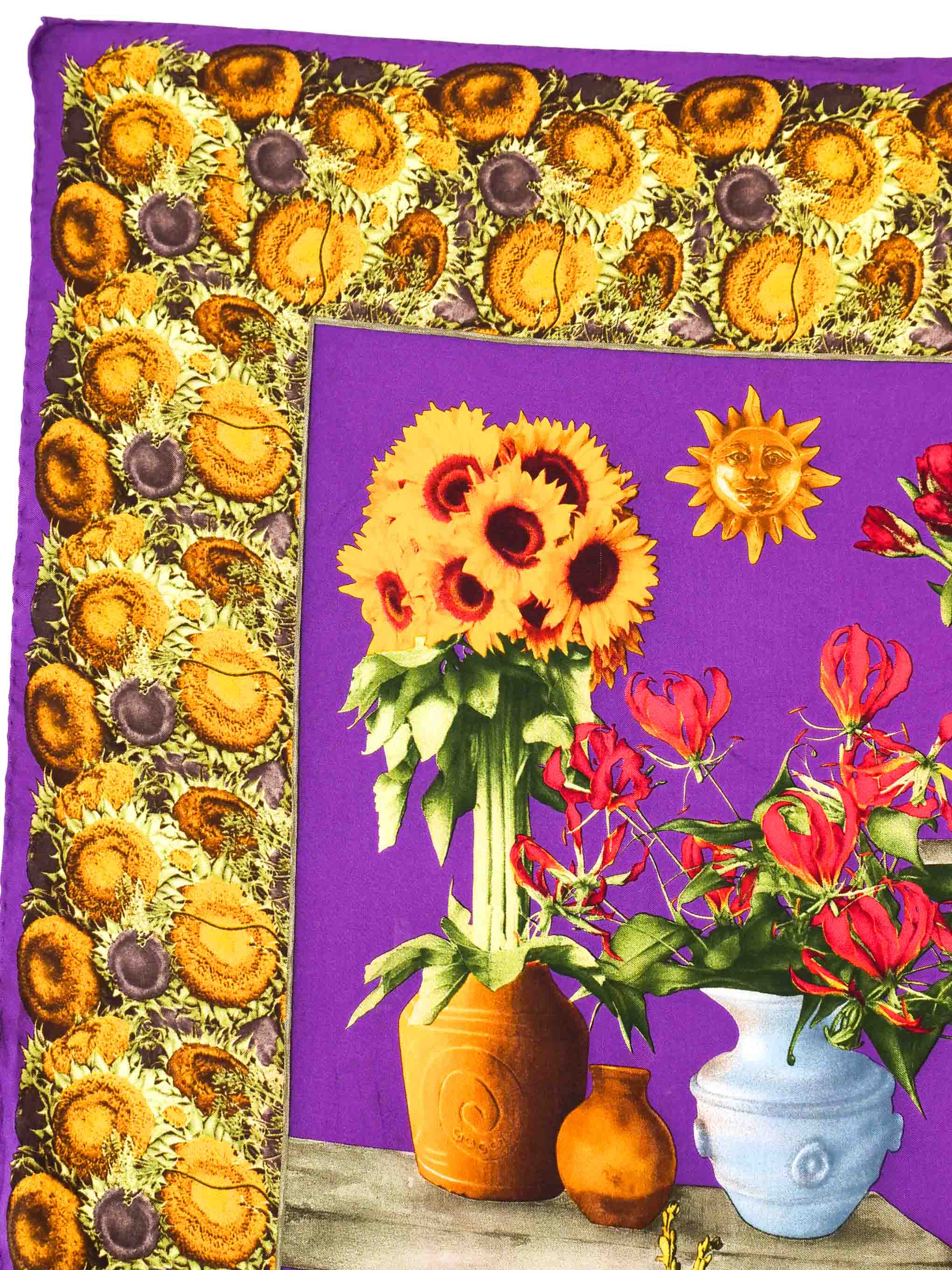 1987 Gucci Sunflower Silk Scarf