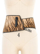 Tiger Striped Wide Pony Hair Waist Belt Accessory arcadeshops.com