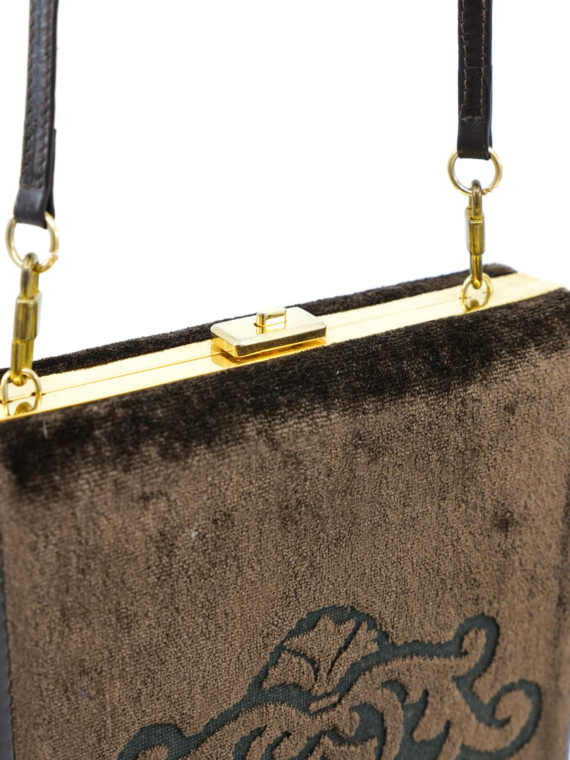 Brown Embossed Velvet Box Bag Accessory arcadeshops.com