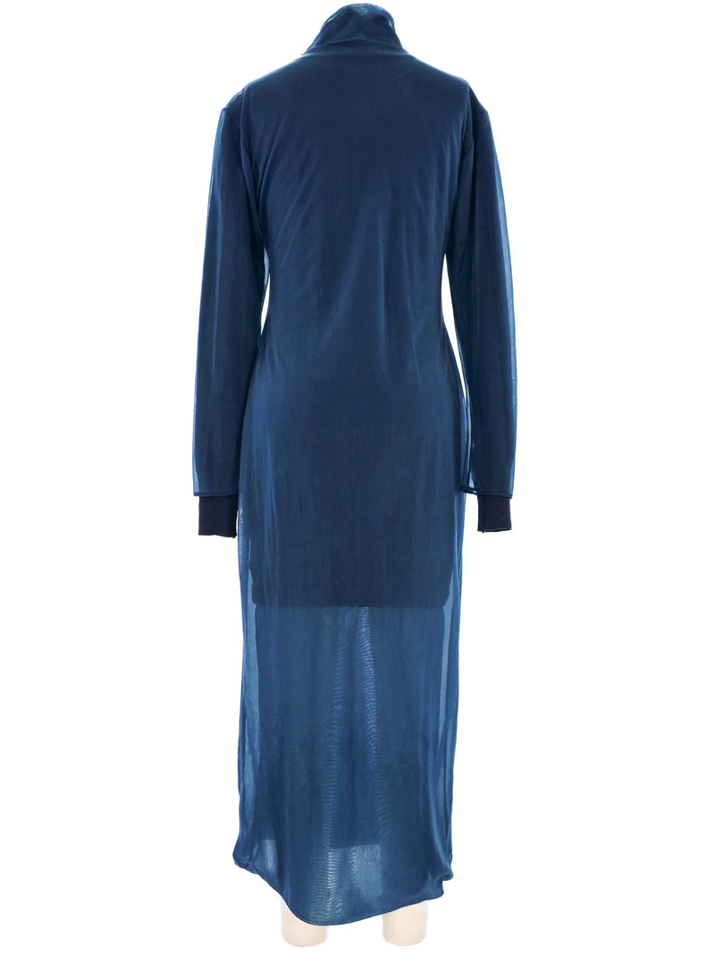 Helmut Lang Navy Layered Chiffon Sweater Dress Dress arcadeshops.com