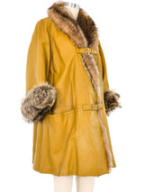 Bonnie Cashin Mustard Leather Fur Trim Coat Outerwear arcadeshops.com